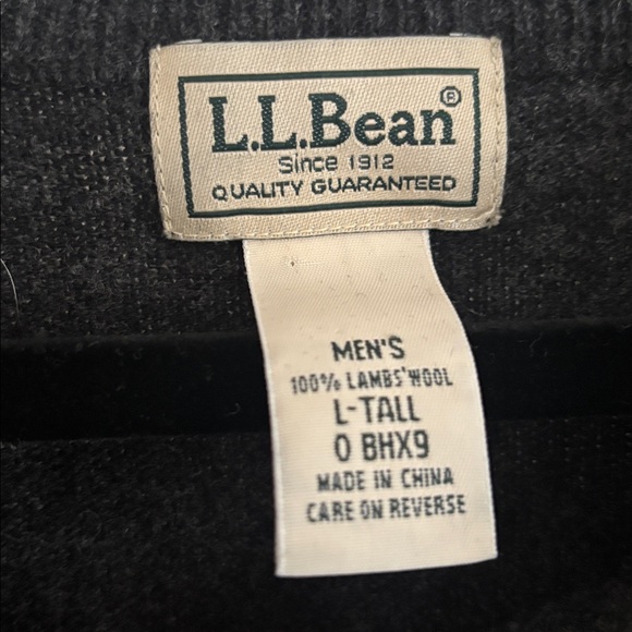 LL Bean Vintage Heather Charcoal Gray 100% Lambs Wool Crewneck Sweater Sz Large - Picture 3 of 7